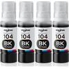 Spaceink Inchiostro 104 nero Multipack compatibile per Epson 104 Inchiostro ET-2820 ET-4800 ET-2870 ET-2810 ET-2862 ET-2826 ET-2856 ET-4810 ET-2811 ET-2814 ET-2 2815. ET-2821 ET-2710 ET-2711 - Set di 4