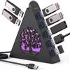 JoyReken Hub USB 3.0 a 7 porte, splitter hub USB verticale con illuminazione albero RGB, trasferimento dati ad alta velocità da 5 Gbps e cavo di prolunga da 6 m, compatibile con PC, MacBook, laptop