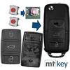 mt key Set di riparazione per telecomando per auto, 2 x 3 tasti, campo tasti + 2 x micro tasti, per VW Seat Skoda