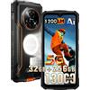 DOOGEENEXT Fire 7 Pro 5G Rugged Smartphone,1200LM Luce Campeggio,32GB+256GB/2TB | Intercom via App,13000mAh 33W Android 15 Telefono Indistruttibile,6.6''HD+90Hz,64 MP AI Fotocamera,NFC/OTG/3 Slot, Arancione