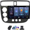 Generico Android 14 Autoradio Double Din per Honda Civic 2001-2005, Schermo QLED 2K HD 9 Pollici Lettore Multimediale Auto, Carplay Wireless/Bluetooth 5.0/FM AM DAB+, RDS SWC/DVR & CAM(X2)