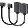 BolAAzuL Confezione da 2 mini HDMI maschio a HDMI femmina, angolato sinistra/destra | Cavo mini HDMI tipo C a HDMI tipo A 90°, 4K@60Hz 18Gbps per fotocamera, videocamera, Raspberry Pi Zero, laptop, tablet, nero