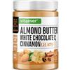 vit4ever Burro di Mandorle Cioccolato Bianco e Cannella - 1 kg Naturale - Gusto cremoso e intenso, impreziosito da un tocco di sale - Ad alto contenuto proteico - Senza Olio o Grassi di Palma