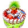 Donda's House® Cesto Kinder. Torta Kinder. 40 pezzi. Uovo sorpresa, K. Bueno Mini. Schokobons. Mini cioccolatini. Regalo originale per coppie. Verde.