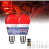 Lamptobe Lampadina rossa ricaricabile telecomando 625nm E27 confezione 2 | 2000mAh Luce rossa 625nm per sonno. 10 livelli, tasti 50%/100%, timer 15/30/60/120 min, memoria, telecomando 10 m.