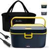 Aotto 2L Scaldavivande Elettrico Portatile Grande Capacità, 90w Porta Pranzo Riscaldabile, Scalda Vivande Elettrico per Auto Camion e Ufficio, Schiscetta Pranzo Riscaldabile con Borsa Termica (Blu)