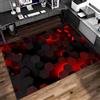 LOMDEM Tappeto Camera da Letto Ragazzi Esagonale 3D Tappeto Gaming Moderno Antiscivolo Lavabile Tappeti per Soggiorno Cameretta Salotto Arredamento Cyber Nero Rosso, 80x160 cm, Color 1