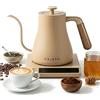 CHiATO FlowPLAY - Bollitore elettrico a collo di cigno, 0,6 l, con regolazione della temperatura, in acciaio inox (beige)