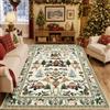 TOPICK Tappeto Salotto natalizio 140x200cm Beige Vintage Moderno | Morbido pelo corto antiscivolo facile da mantenere, tappeto natalizio renne e albero per camera sala cucina
