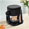SanBouSi Friggitrice ad aria calda in vetro, 4,5 l, con display LCD, nero, 1200 W | Circolazione dell'aria calda a 360° con contenitore in vetro pieghevole, da 50 a 190 °C, timer, cottura sana senza grassi