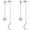 Goiern Orecchini a cerchio pendenti con ciondolo a forma di stella e luna in argento Sterling 925 - Set grazioso e alla moda per donne