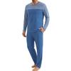 Uniexcosm Pigiama Uomo Lungo Cotone, Set 2 Pezzi | 65% cotone, maglia color block con taschino e pantaloni lunghi, morbidi ed elasticizzati