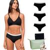 Lolita Maya Mutande Mestruali Donna, Confezione da 3 Slip Neri con Fascia Bianca a Contrasto, Biancheria Intima per Il Ciclo Lavabile e Riutilizzabile con Zona Assorbente Integrata, Modello Bikini