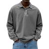 VEMOW Camicia Polo Uomo a Maniche Lunghe - in Cotone Lavato Distrutto, T-Shirt a Bottoni Casual Estate, Solida Tee Top
