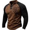 EUpochikiki Maglietta Henley da Uomo con Stampa Vintage delle Rune vichinghe Maglia Casual a Maniche Lunghe con Lacci e Fori Top con Stampa Grafica Ispirata alla Mitologia nordica