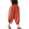 Generisch Pantaloni Vita Elastico Palloncino Lino Allentato Casual Donne Estate