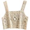 RWGSNB Gilet in Maglia Donna, Top Corto all'Uncinetto Donna Stile Boho Canotta Traforata Canottiera Casual Spiaggia Costume Bagno Copricostume Leggero Senza Maniche Maglione Estivo