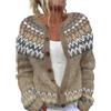 BIKETAFUWY Gilet donna norvegese jacquard con bottoni, chic ed elegante, cardigan da donna lavorato a maglia a maniche lunghe, cardigan maglione irlandese Mohair, maglioni, gilet e felpe invernali caldi, lana