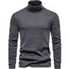 Generic Maglione da uomo a collo alto, slim fit, lavorato a maglia, a maniche lunghe, caldo, a collo alto, invernale, casual, lavorato a maglia