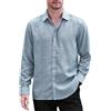 Aunribor Camicia Uomo Manica Lunga Camicie con Collo Botton-Down a Righe | Colletto Strutturato,Bottoni a Contrasto,Stampa a Caldo con Strisce Metalliche Dorate,Regular Fit,Casual,Quotidiano,Affari