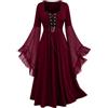 Générique Abito gotico con maniche a campana e balze da donna Halloween vestito da sera sexy abiti medievali da donna morbidi comodi tunica abito da cerimonia per donna rotondo abito in rete