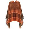 JFAN Poncho Donna Invernale con Cappuccio Mantella Scialle Elegante con Frange Poncho Mantelle Fatti a Maglia Donna