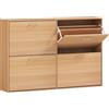 Scarpiera Ingresso Salvaspazio Slim Con 4 Ante A Ribalte, Mobile Scarpiera Moderna Per 24 Paia Di Scarpe Con Ripiani Regolabili, Portascarpe In Legno
