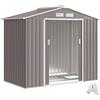 Casetta Da Giardino Porta Utensili In Lamiera Con Porte Scorrevoli, 213x130x185 Cm, Grigio