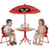 Tavolo Da Picnic Per Bambini, Set Tavolo E Sedie Con 2 Sedie Pieghevoli E Ombrellone Removibile, Tema Rana, Set Da Esterno Per Giardino, Patio, Rosso