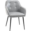 Sedia Da Pranzo In Stile Industriale Con Schienale, Sedia Da Soggiorno Moderna In Finta Pelle E Metallo Nero, 61x58x84 Cm, Grigia