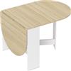 Tavolo Pieghevole Per 6 Persone Con 2 Ribalte Ovale In Legno, 163x80x75 Cm, Color Legno