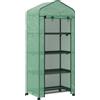 Serra Da Balcone A 4 Livelli Con 4 Rotelle E Ingresso Avvolgibile, In Acciaio E Pe, 69x50x165 Cm, Verde