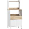 Mobiletto Per Microonde In Legno Con Mensola, Ripiano Aperto, Cassetto E Armadietto, 60x40x131 Cm, Bianco