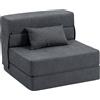 Poltrona Letto Pieghevole Convertibile In Chaise Longue E Materasso, 80x80x64 Cm, Grigio Scuro