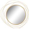Specchio Moderno E Rotondo Decorativo A Muro Con Ganci, In Vetro E Metallo, Ø65x1 Cm, Oro