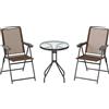 Tavolino Con 2 Sedie Set Mobili 3pz Pieghevole Regolabile Esterno Textilene Marrone