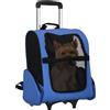 Trasportino Zaino 2 In 1 Per Cani E Gatti Con Tasche E Maniglia Telescopica, 42x25x55cm, Blu