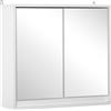 Armadietto Bagno A 2 Ante Con Specchiera E Ripiano Regolabile In Mdf, 48x14.5x45cm, Bianco