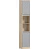 Mobiletto Salvaspazio Per Bagno In Legno, Mobile Da Bagno Con 2 Armadietti E Ripiani Regolabili, Design A Colonna, 30x24x170 Cm, Grigio E Rovere