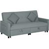 Divano Letto 3 Posti Clic Clac Con Schienale Reclinabile E 2 Cuscini, 196x90x89 Cm, Grigio