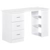 Scrivania Porta Pc Con 3 Cassetti E 3 Ripiani, Scrivania Per Camera E Ufficio In Legno 120x49x72cm Bianco