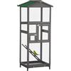 Gabbia Per Uccelli Alta 165cm In Legno Da Esterno Con 2 Porte E Vassoio Estraibile, Grigio Chiaro