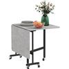 Tavolo Pieghevole A Ribalta Per 4-6 Persone Con 6 Rotelle, In Legno E Acciaio, 120x80x73 Cm, Grigio