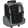 Trasportino Zaino 2 In 1 Per Cani E Gatti Con Tasche Laterali, Maniglia Telescopica E Ruote, 42x25x55cm, Grigio