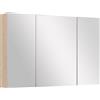 Specchio Bagno Contenitore Con 3 Ante A Specchio Soft Close, Specchiera Bagno Con Ripiani Regolabili In Legno E Vetro, 90x13.5x60 Cm, Color Legno