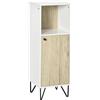 Mobile Bagno Con Ripiano Aperto E Armadietto Con Anta In Legno, 31.5x30x91cm, Quercia E Bianco