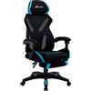 Sedia Da Gaming Con Supporto Lombare, Sedia Ufficio Ergonomica Con Altezza Regolabile In Tessuto Nero E Blu, 65x65x119-129cm