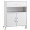 Mobile Porta Stampante Con 4 Ruote, Cassetto E Armadietto, 60x39x80cm - Bianco