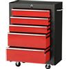 Carrello Porta Attrezzi Con 5 Cassetti, Tappetini In Eva, Serratura E 2 Chiavi, 4 Ruote Girevoli, Nero Rosso