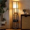 Lampada Da Terra Piantana 40w Con 3 Scaffale, Attacco E27, Lampada Da Pavimento Moderno Con Paralume In Plastica, Soggiorno, Salotto, Camera Da Letto